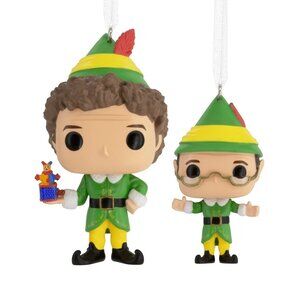 Hallmark Funko Pop Buddy The Elf & Papa Elf Christmas Tree Ornaments Gift Set